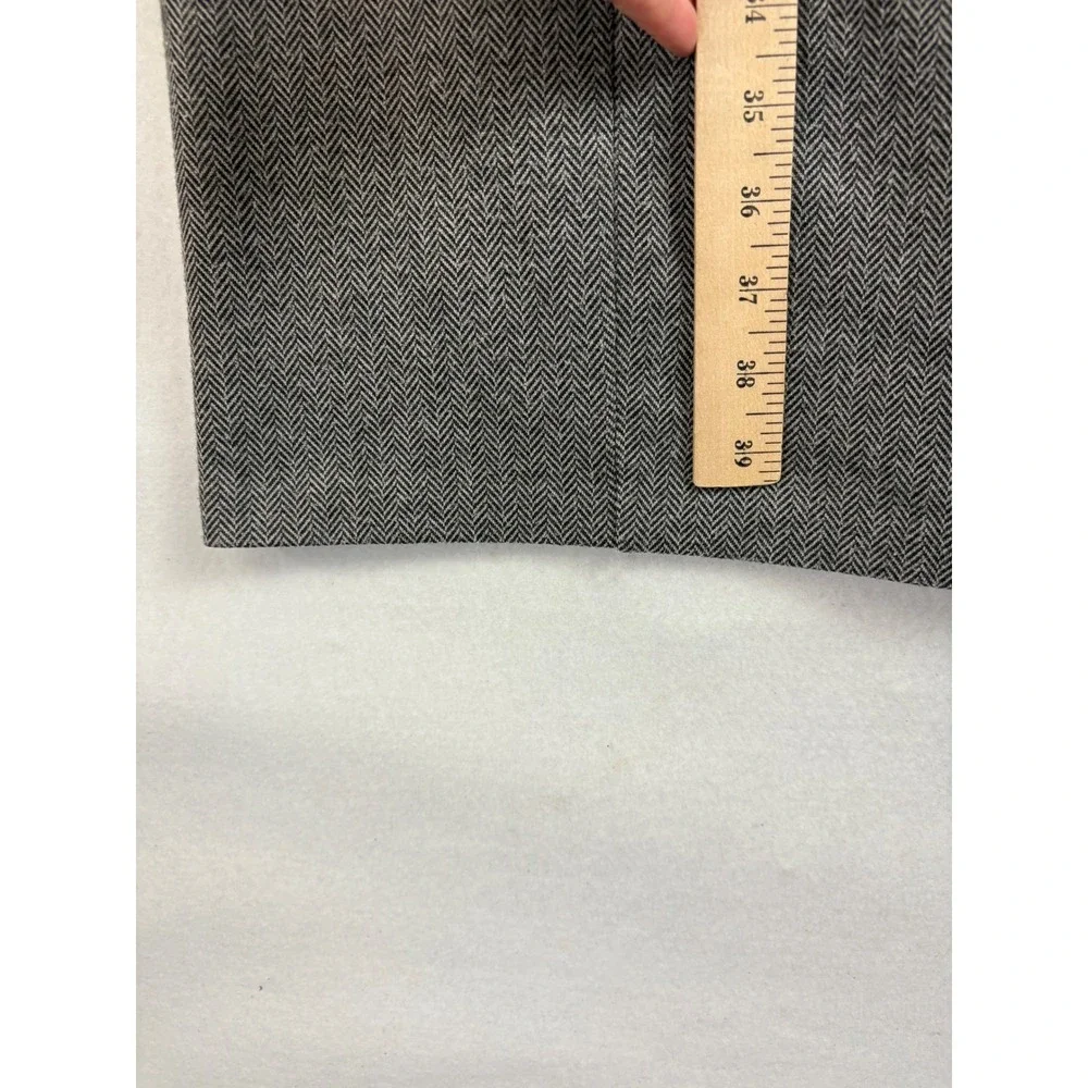 Lauren Ralph Lauren Women Gray Herringbone Sleeveless Dress Faux Leather Trim 2X